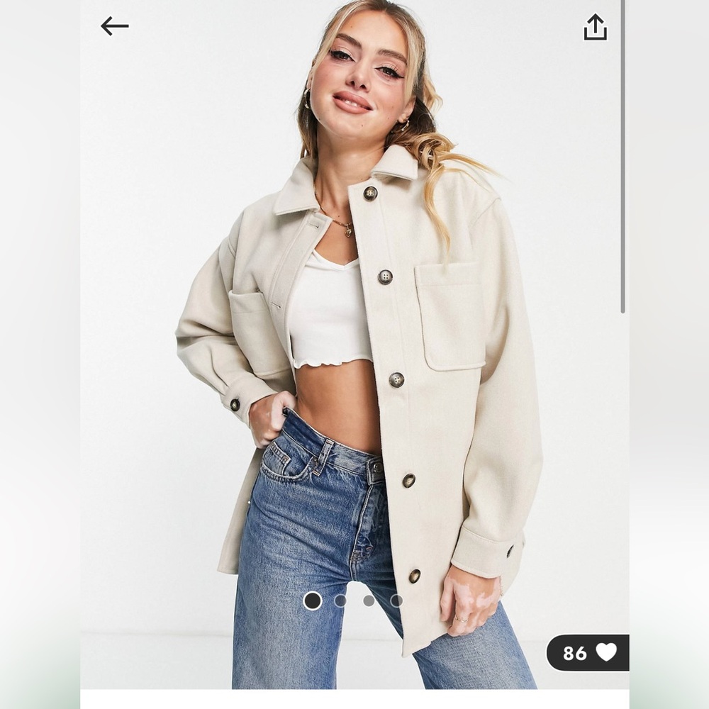 Asos shacket new look in oatmeal
